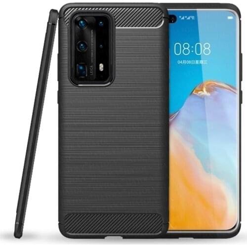 For Huawei P40 Pro Plus Case P 40 Pro Plus Soft TPU Back Cover Shockproof Bumper Carbon Fiber Phone Case For Huawei P40 Pro Plus