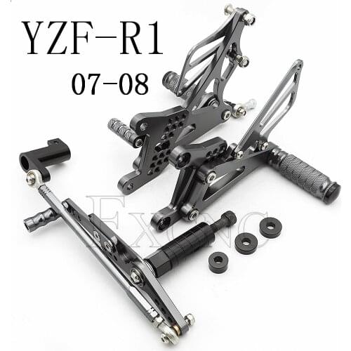 For Yamaha YZF R1 2007-2008 Motorcycle Adjustable Footrests Aluminum Rearset Rear Set Footpeg Foot Rests Pedal Peg Footpegs