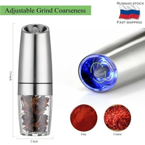 Electric Automatic Mill Pepper and Salt Grinder LED Light Peper Spice Grain Mills Porcelain Grinding Core Mill Kitchen Tools