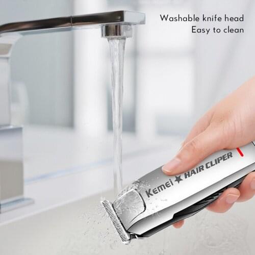 KEMEI Electric Hair Clipper Rechargeable Low Noise Hair Trimmer Hair Cutting Machine Washed Head Beard Shaver for Men Barber 43K