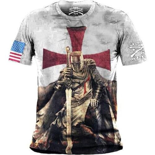 New Mens 3D T Shirt 2021 Retro Arthur Templar Clothing Digital Printing Pattern T-Shirt Loose Mens Round Neck T-Shirt