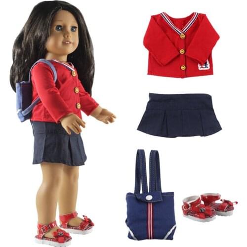 Hot sell! 1 set Leisure handmade dress clothes outfit Princess skirt for 18"American Doll+Shoes+Bag L22