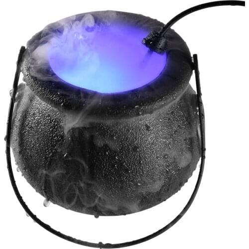 Halloween Witch Pot Smoke Humidifier Machine LED Multi-Colors Changing Creepy Party DIY Scene Layout Prank Toy