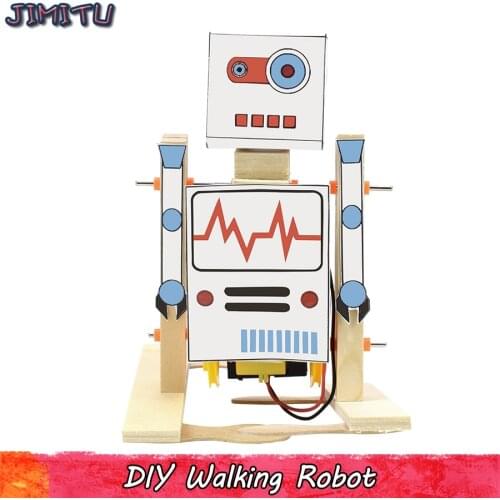 Walking Robot Model Kits Toys for Boys Wooden Electric Experiment Science Handmade Assembly Models Educational Toy Study Hobbies