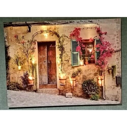 ION Canvas Table Led from the Town Of Aegean Nostalgic Houses Wall Decoration Fashion Luminous Table