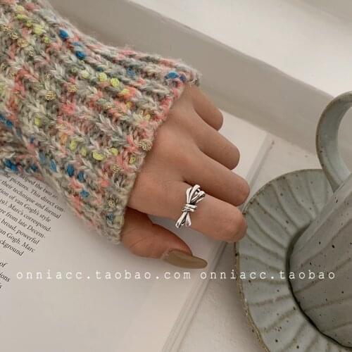 100% 925 Sterling Silver Fashion Personality Retro Bowknot Ring Jewelry For Women Birthday Gift Cheap Drop Shipping
