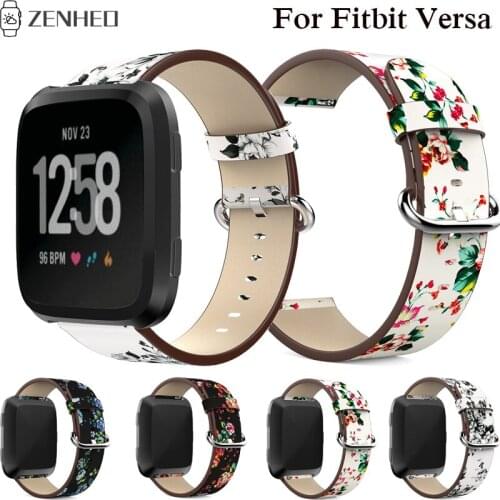 Printed Leather Strap For Fitbit Versa Smart Watch Band Replacement Bracelet Watchband For Fitbit Versa