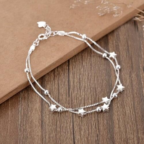 Beads Round Star Double-layer Bracelet For Women Adjustable Korean Fashion Simple New Trendy Chain Charm Lady Jewelry BOYULIGE