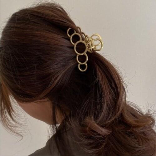 Cute Fashion Circle Hollow Gold Hair clip for hair Geometric Alloy Hair Claws Women Girl Sweet Headband Clip hair accessories