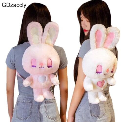 Cute Long Ear Bunny Plush Backpack Stuffed Long Lash Sleeping Bunny rabbit kids School shoulder Bags Hug Toy Birthday Xmas Gift
