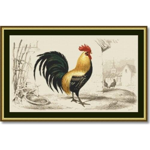 Fashional Embroidery Edouard Travies Rooster Cross Stitch Patterns Samplers with 100% Cotton Floss& Free Shipping for Home Decor