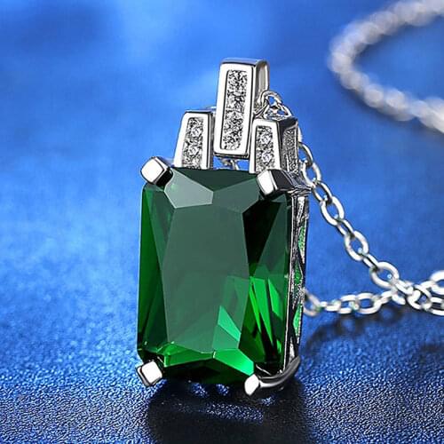 Fashion Pendant Green Zircon Necklace Short Collar Necklace Crystal Glass Green Jewelry Manifesto Jewelry Chain Ms. Gifts
