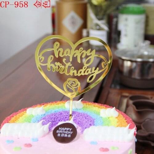 Set of 20 happy birthday cake topper love heart Acrylic mirror birthday cake decoration
