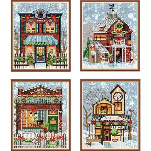 DIY Cross Stitch kits 2 Size14ct 11ct Landscape Series Set Ecological Cotton Thread count Printing Embroidery Home Decoration