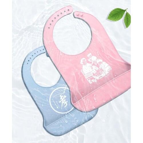 Adults Waterproof Anti-oil Silicone Bib Elderly Aged Mealtime Cloth Protector 97BC