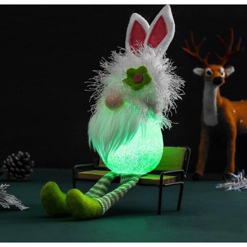 2021 NEW EVA Easter cute rabbit ears glowing faceless doll decoration dwarf plush doll holiday gift for children