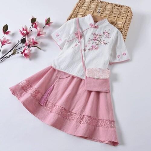 New Chinese Qipao Kids Baby Girl Floral Cheongsam Dress Christmas Gift Children Clothing Girls Clothes Set vestido chino Robe
