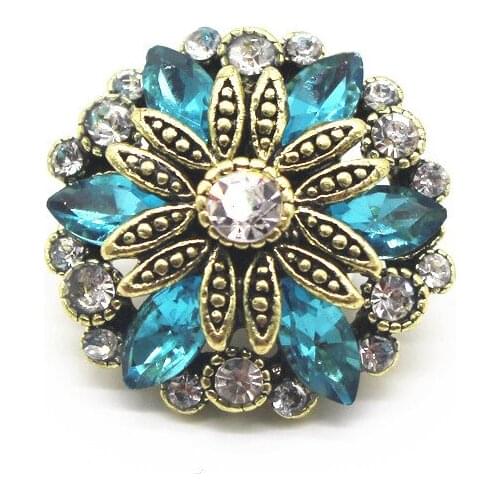 New Arrived 10pcs/lot Metal Gold Plating Rhinestone 18mm Snap Button Beads Fit Snap Bracelet Necklace Women Buttons Jewelry