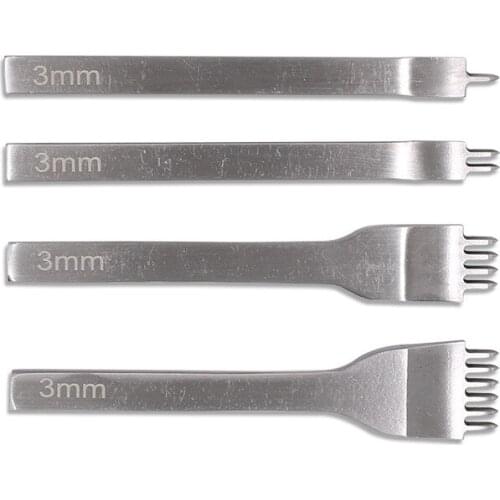 3/4/5/6mm Spacing Punch Tool 4pc/Set Prong Leather Hole Chisel Tool Lacing Stitching Sewing DIY Leather Craft Tools