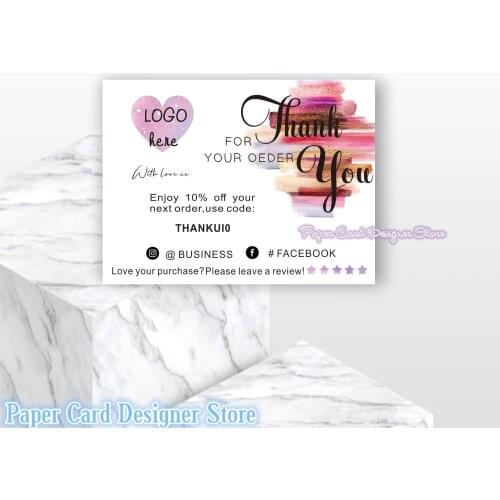 Custom RED BLACK Glitter Business Thank You Insert card, Modern Red Insert Card Template, Add LOGO, Thank You For Your Order