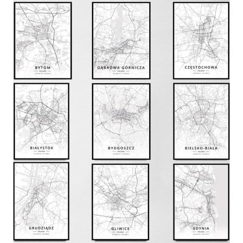 Poster Prints Bielsko Biala Bytom Gornicza Poland Map City Travel Oil Painting Canvas Art Wall Pictures Decor quadro cuadros