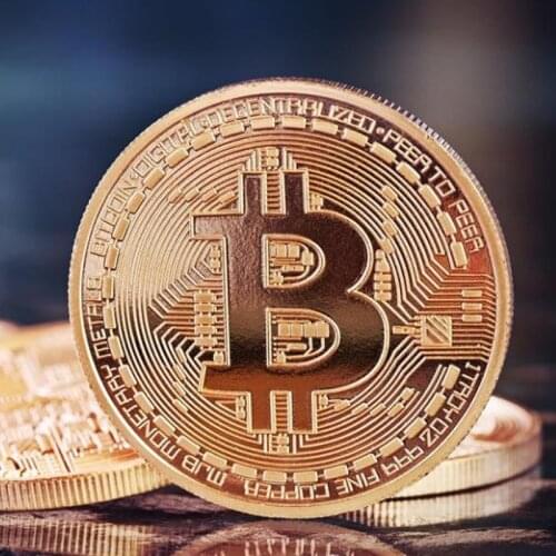 50pcs Gold Plated Bitcoin Coin Art Souvenir Great Gift Collectible Physical Metal Bit Coin Commemorative Coin With Acrylic Box