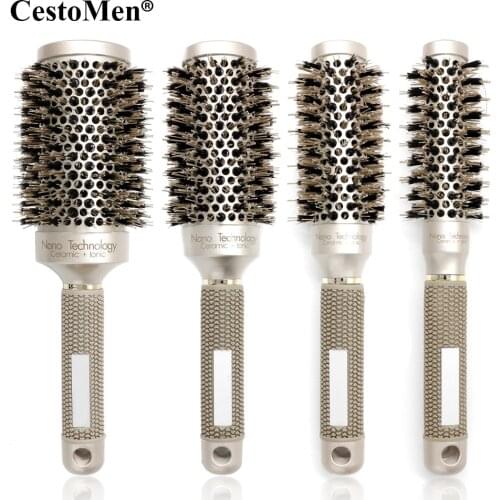 CestoMen Pofessional Salon Brushes Heat Resistant Ionic Ceramic Hairbrush Nano Technology Hairdressing Brush Round Styling Combs