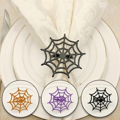 Napkin Buckle Halloween Decoration New Napkin Rings Pumpkin Spider Web Ring Halloween Wedding Banquet Hotel Table Circle Decor