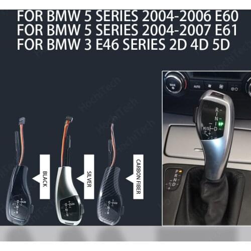 PU Leather Carbon Fiber Black Silver Shift Handle Replacement LED Gear Shift Knob for 3 5 series E60 E61 2004-07 E46 Accessories