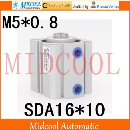 SDA16*10 Thin Type Cylinder Bore 16mm Port M5*0.8 Aluminum alloy Double Action