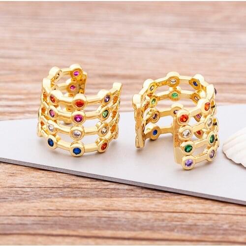 2021 New Fashion Gold Color Clip Earrings For Women Without Piercing Luxury Vintage Crystal Cubic Zirconia Ear Cuff Girl Jewelry