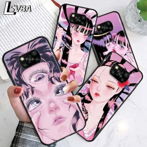 Shintaro kago Horror cartoons for Xiaomi Poco X3 NFC X2 M3 M2 F2 F3 Pro C3 F1 A2 Lite Mix3 Play Silicone Soft Black Phone Case