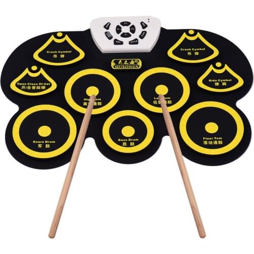 Foldable Silicone Drum Pad Digital USB Electronic Drum Pad Kit with Stick and Foot Pedal Percussion Instrument Parts