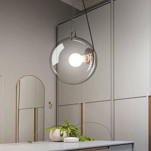 Modern LED pendant lights Round Glass Ball hanging lamp restaurant Living Room suspension luminaire Bedroom fixtures