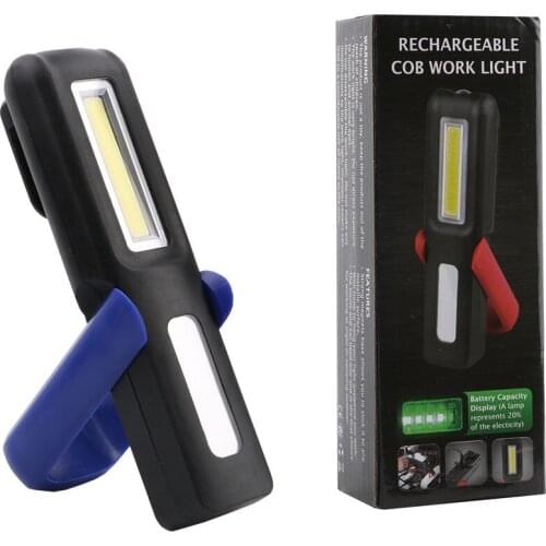 COB Working Inspection Light LED Torch USB Charging Lantern Swivel Hook Magnetic Flashlight For Camping Car Repair Maintenance