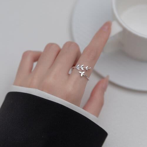 So Thin) Ladys Real. 925 Sterling Silver Branch Olive of Leaf RING Adjustable J1225