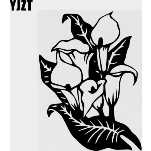 YJZT 10.1CM×14CM Pretty Flower Plant Vinyl Car Window Sticker Black/Silver Car-styling 18B-0090