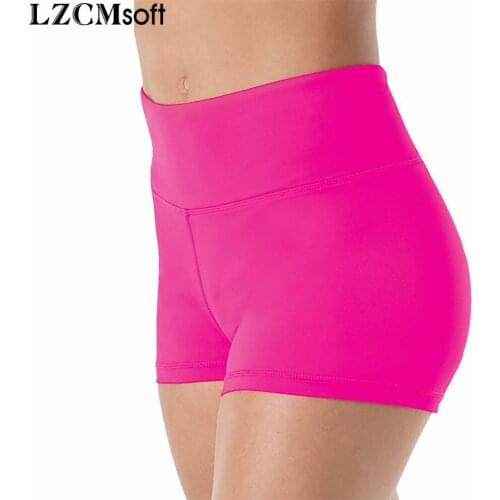 LZCMsoft Womens Skinny Dance Shorts Spandex Lycra High Waist Workout Gymnastics Shorts Girls Stage Performance Shorts Dancewear