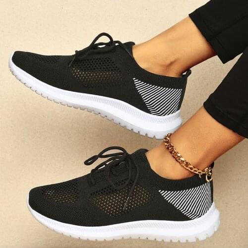 2021 Women Mesh Lace-up Sneakers Female Summer Vulcanized Mesh Breathable Sport Shoes Ladies New Flats Footwear Plus Size