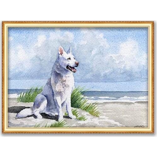 Animal German Shepherd DIY Cross Stitch 11CT Embroidery Kits Craft Needlework Set Printed Canvas Cotton Thread Home Decoration