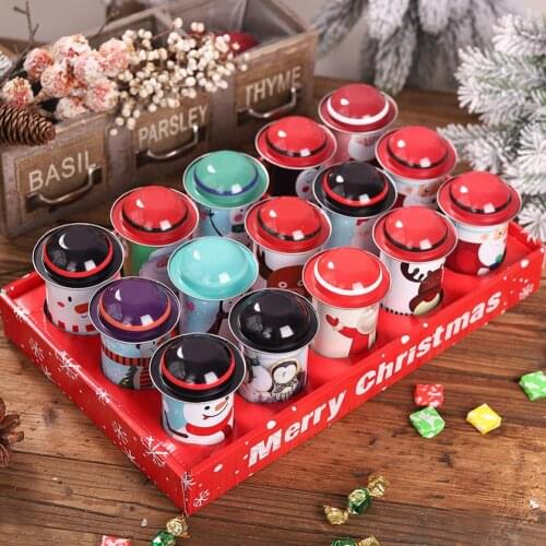 1pc Christmas Candy Tin Box Capacity Santa Claus Snowman Iron Storage Can for Cookies Chocolate Children Gift Boxes Random Color
