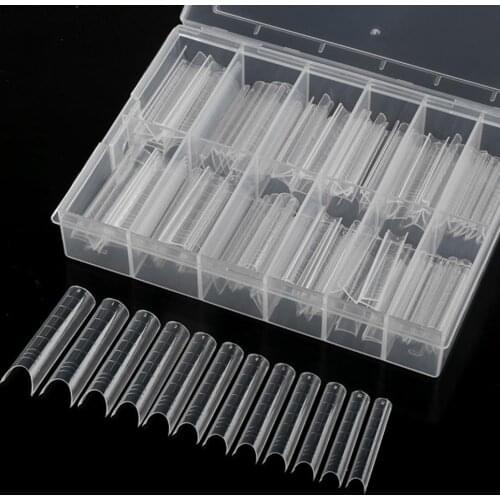 120Pcs/Set Holder-Free Nail Mold Tip Graduated Ultra Thin Poly Nail Gel Quick Building Dual Form Mold Tips for Manicure