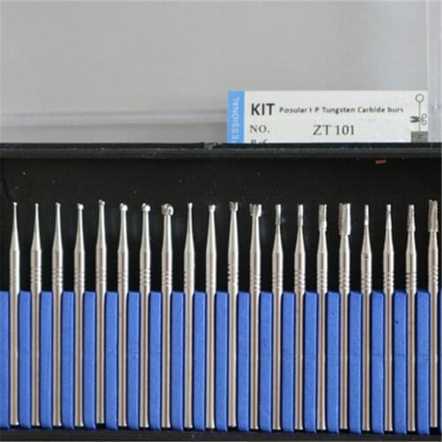 20 Pieces / Box Dental Tool Popular HP Low Speed Tungsten Caibide Burs Kit For Denture Alloy Metal Ceramics Jewellery Stones