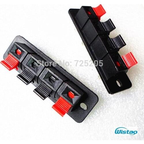 4 Pin Jack Spring Clip Horizontal 10pcs / lot Load Audio Speaker Cable Amplifier Black Clip Terminal HIFI DIY Free Shipping