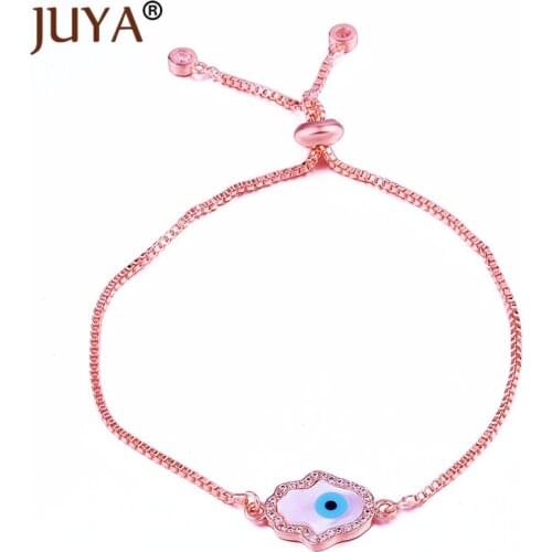 5 Styles Blue Evil Eye Bracelets For Women Gold Chain Adjustable Copper Zircon Shell Turkish Eye Charm Pendant Bracelets