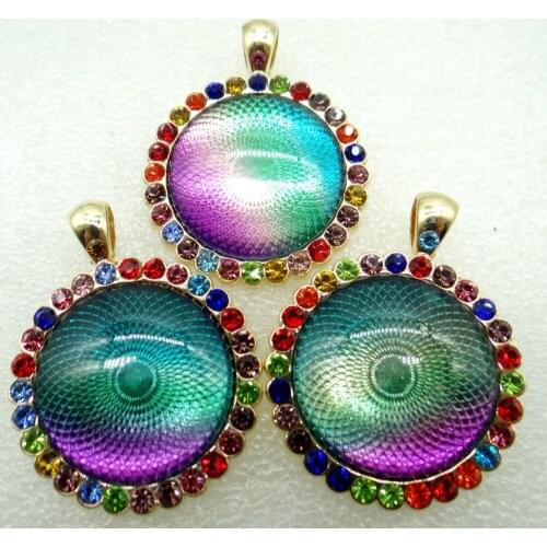 8PC wholesale Natural Stone Quartz Crystal Opal Turquoise Round Shaped Pendant for Diy Jewelry Making necklace for woman man