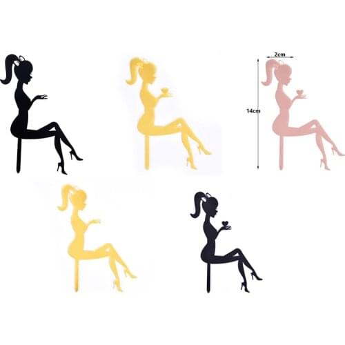Lady Girl High Heels Acrylic Cake Topper Weddding Cake Decorations Happy Birthday Cupcake Topper Party Supplies Dessert Sign