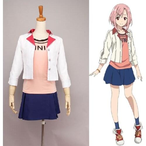 Free shipping Anime Sakura Quest Cosplay Koharu Yoshino Cos Halloween Party Full set 4in1(Coat + vest + skirt + socks)