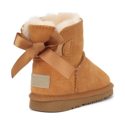 Australian Hot Sale Children 100% Genuine Leather Fashion Girls Boys Winter Snow Boots For Warm Winter flat Shoes baby boots