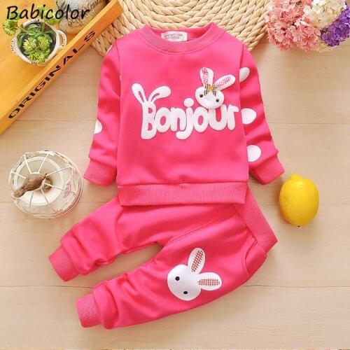 BabiColor baby girls spring autumn clothing set toddler fashion t-shirt+denim overalls for girl newborn baby bib pant tracksuits